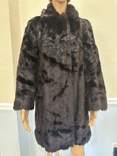Gallery Black Faux Fur Plush Hooded Coat Jacket Women's Xs