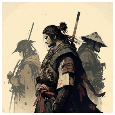 SAMURAI SERIE 2 WASSERDICHTER AUFKLEBER, 8X8 CM