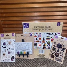 Halloween kids craft bundle stickers, journaling cards, and canvas paint set