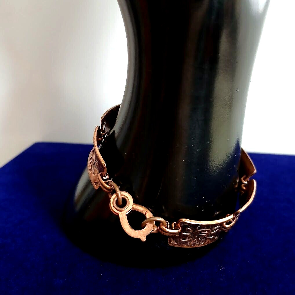 Solid Embossed Copper Panel Bracelet ~ Length 7 i… - image 14