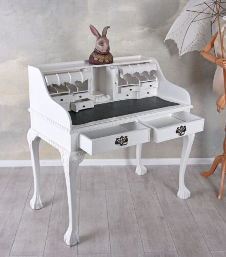 Landhaus Sekretär Shabby Schreibtisch weiß Computertisch Mahagoni Homeoffice neu - Bild 4 von 6