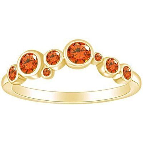 Simulated Citrine Gold Plated Engagement Wedding Band for Women 14k  -image