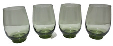 Vintage Libbey Glass Tumblers SET OF 4 Tempo Avocado Green Roly Poly 4 1/2