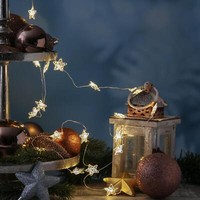 Led Lichterkette Sterne 20 Led Dekolichterkette Silberdraht Weihnachtsdeko Weiß