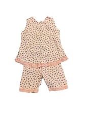 Vtg Monsterelle 2 Piece Girls Short Shirt Set Floral Pink USA Made 6X Summer