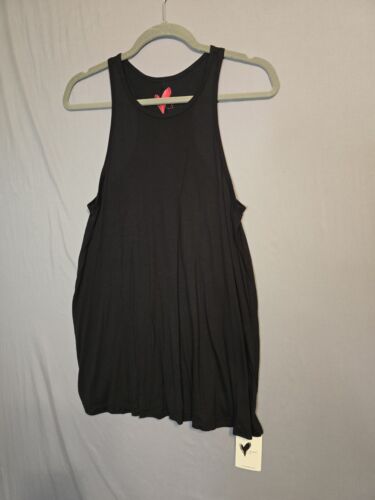 New Jessi Racerback Long Tank Top Womens Large Show Love Graphic Black Flowy - Picture 2 of 9