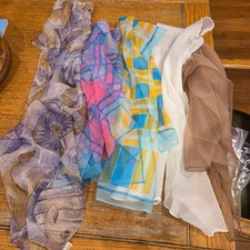 Vintage Nylon/Polyester sheer scarfs rectanglar lot of 5 patterns and colors
