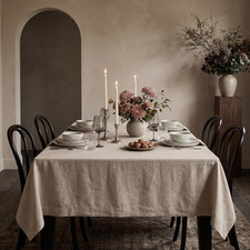 Natural Linen Tablecloth 60 X 120 Inch - 100 Pure Linen Table Cloth for Rectang