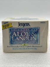 Vintage 1983 Jergens Aloe Lanolin Skin Care Bar Soap 4.75 Oz 2pk NOS White