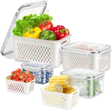 4 Pack Fruit Storage Container for Fridge, Plastic Fruit Containers for Fridge w