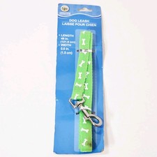 Greenbrier Kennel Club 3/4"x 48" Dog Leash Lime Bones