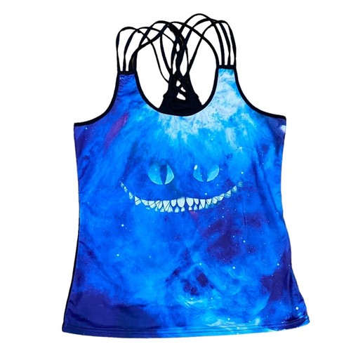 Cheshire Cat Tank Top Size Small /Medium Blue Black