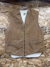 Vintage Carhartt Vest Duck Canvas Sherpa lined USA Made L Hunting Y2K Union Made