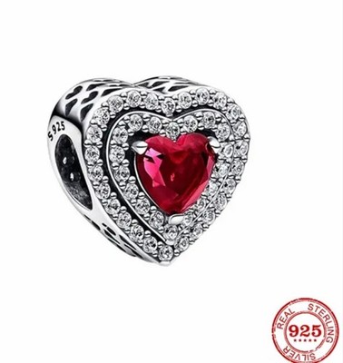   Charm Charms Silber ROTES HERZ  Love Anhänger für Bettel Armband  