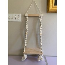Macrame Hanging Wall Shelf Wood Boho Decor Rope Plant Shelf