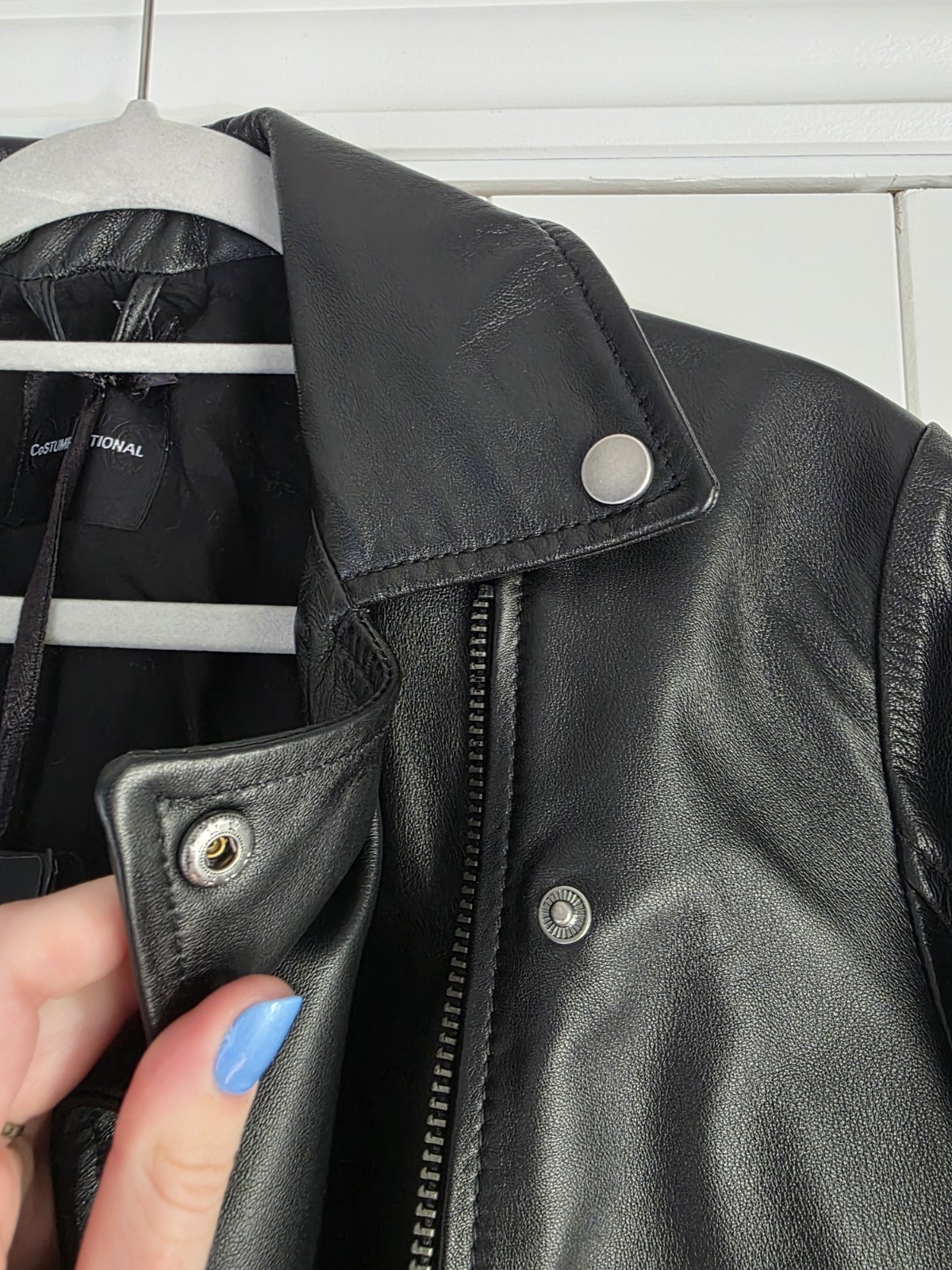 Costume National C'N'C Women's Black Leather Biker Jacket Zip Pockets L image 5