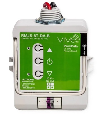 Lutron RMJS-8T-DV-B Vive PowPak Dimming Module, 0-10 V Control