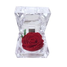 Preserved Rose Real Forever Rose in Mini Clear Ring Box, Eternal Flower Rose