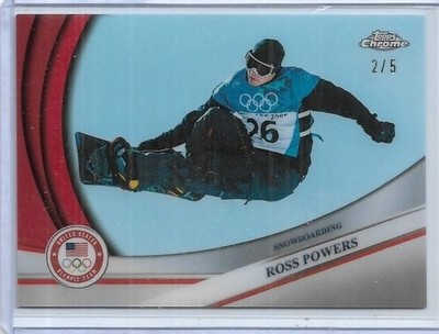 RARE 2026 TOPPS OLYMPIC CHROME ~ ROSS POWERS ''RED REFRACTOR'' CARD #130 ~ 2/5
