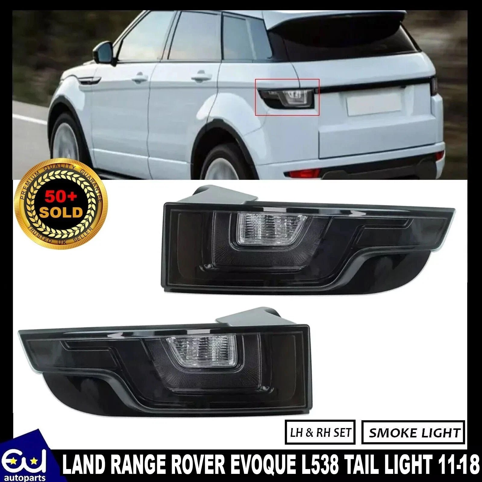 Range Rover Rear Round Lamp 2 X LED SMOKED REAR TAIL LIGHT LAMPS FOR LAND RANGE ROVER EVOQUE L538 ...
