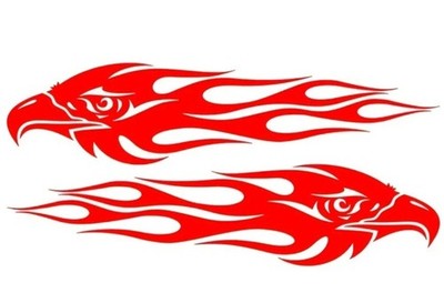 2x GROßE 23 Falke Adler Flammen Auto Seite Motorhaube Aufkleber Sticker Camper Van Styling