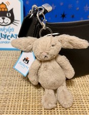 Authentic Jellycat❣️London BASHFUL BUNNY BEIGE Bag Charm 5" Plush Keychain Clip