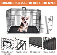 30/36/42 Inches Double Door Dog Crate Folding Metal Wire Dog Kennel Cage with...