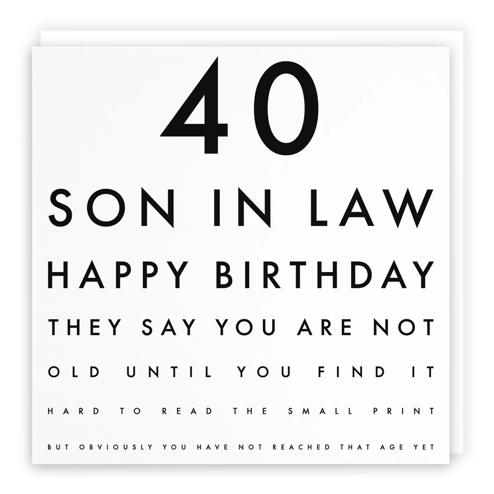 40th Son In Law Eye Sight Joke Birthday Card Letters