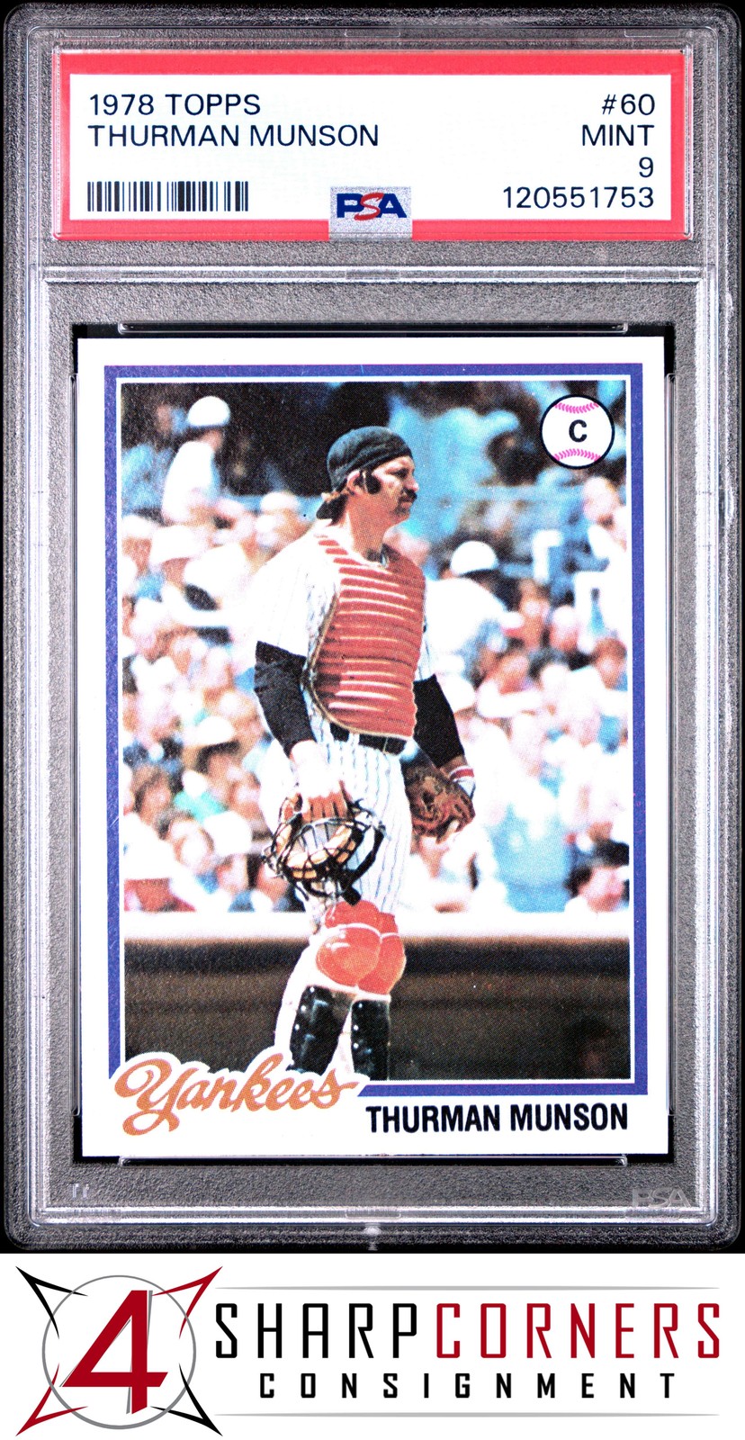 1978 TOPPS #60 THURMAN MUNSON YANKEES PSA 9