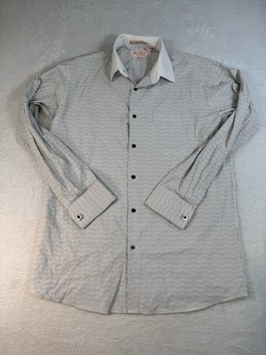 Burno Conte by Don Jonathon Button Up Shirt Mens XL White Black Cuff Links