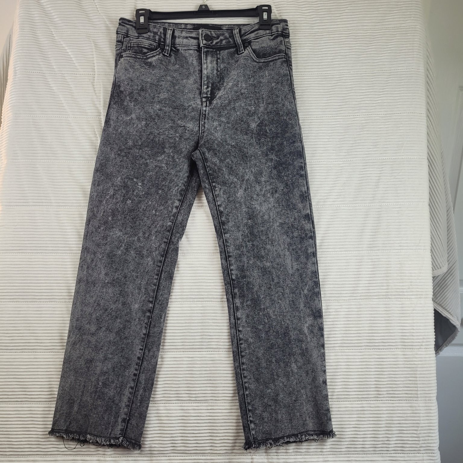 KENDALL + KYLIE Women's Jeans Size 9/29 Gray Acid Wash High Rise Straight Raw