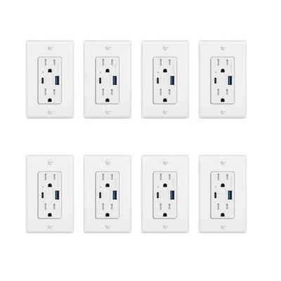 8Pack 65W USB C PD3.0 Outlet GaN 2AC+2USB-C Fast Charger 15A TR UL Listed iPhone
