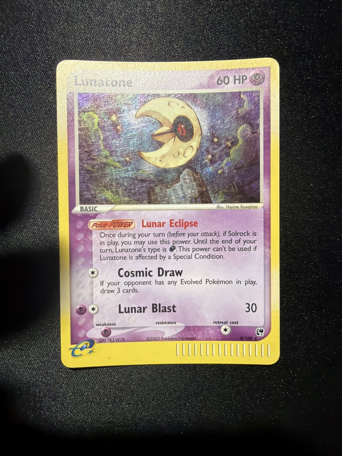 2003 Pokemon EX Sandstorm Lunatone Holo Rare Card 8/100 NM Swirl