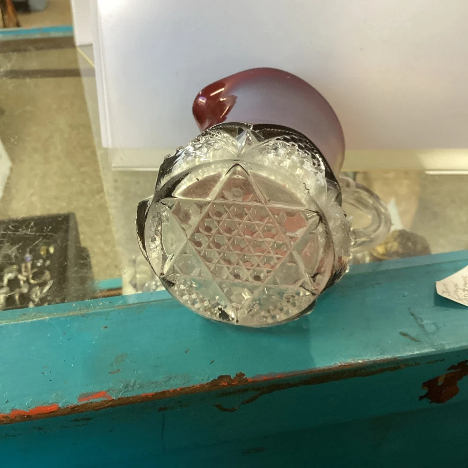 Ruby Glass Pitcher W Clear Base - Image 3 of 3