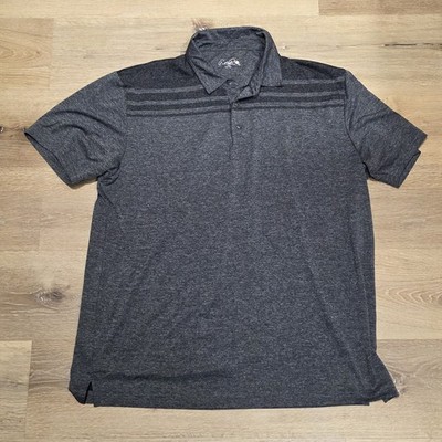 Arnold Palmer Golf Polo Shirt XXL Gray Striped Short Sleeve Performance Dry Fit