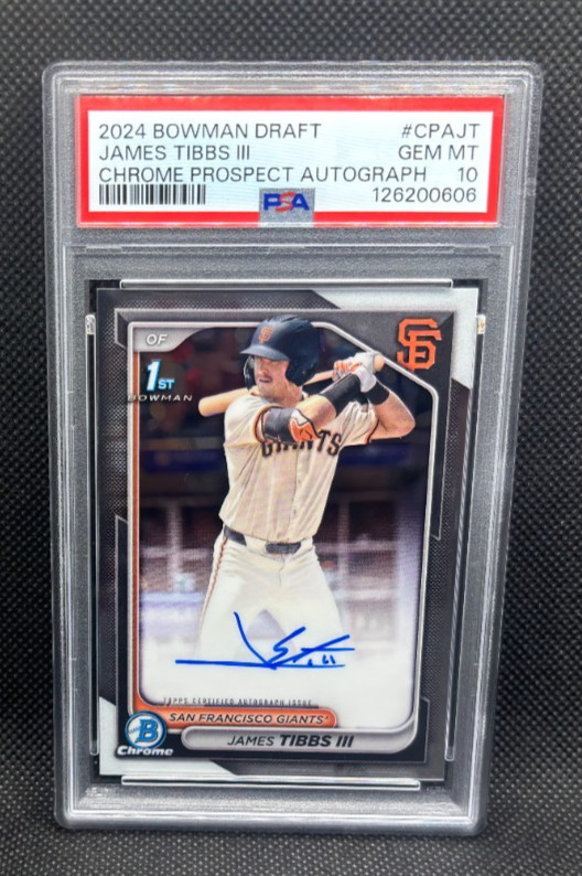JAMES TIBBS III 1st Chrome Prospect Auto PSA 10 - 2024 Bowman Draft #CPA-JT