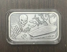 CMG Mint You Cant Take it With You 1 Oz .999 Silver Antiqued Art Bar W/ COA!