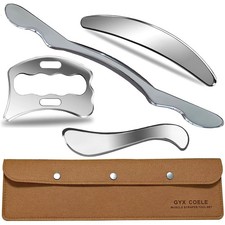 Stainless Steel Muscle Scraper Tool Set, 4-Piece Professional Physical Therap...