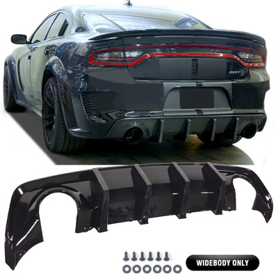 Rear Bumper Diffuser Lip For 2020-2024 Dodge Charger Widebody Gloss Black Style