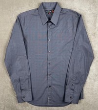 G By Guess Grey Plaid Classic Button-Up Long Sleeve Dress Shirt Men's Size M