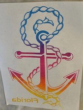 VINTAGE SAILOR BOAT ANCHOR IRON ON TRANSFER FLORIDA 1980'S 12x9”