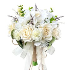 9.5in Ivory White Wedding Bouquets for Bride Bridesmaid Bridal Bouquet Champa...