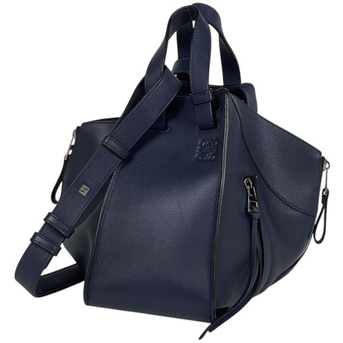 Loewe Shoulder Bag hammock drawstring bag small leather Navy blue Women