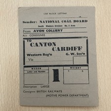 Wagon. Label.    (  Avon. Colliery. To. Canton. Cardiff. )