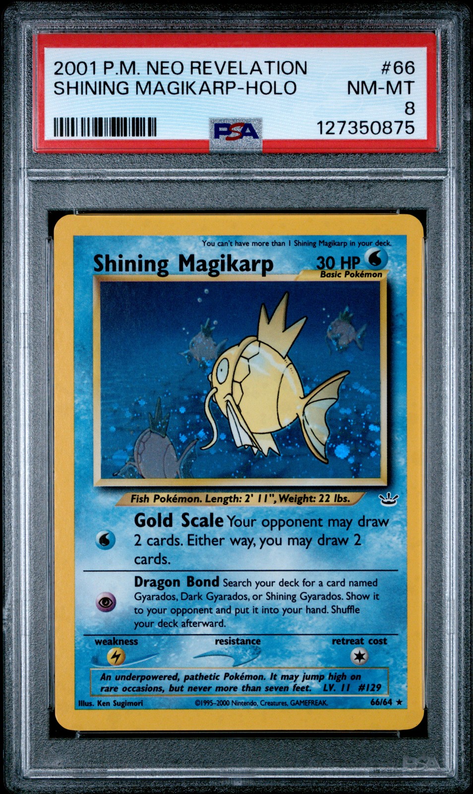 2001 POKEMON NEO REVELATION #66 SHINING MAGIKARP-HOLO PSA 8