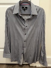 Butter Cloth Men XL Blue White Check 100 Cotton Dress Shirt Spread Collar