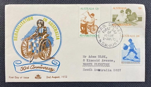 1972 50th Anniversary Rehabilitation In Australia ROYAL FDC Sydney FDI Postmark