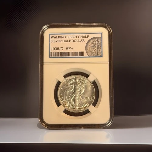1938D / WALKING LIBERTY HALF DOLLAR [DVC-6605-001] (VINTAGE) KEEPSAKE SLAB / VF+