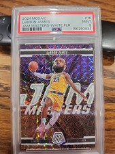 2024-25 Panini Mosaic Lebron James Jam Masters 16 White Fluorescent 5/30 PSA 9