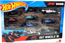 Mattel  F1 2025  Formula 1 cars  Der 10er-Pack Hot Wheels Formel 1 Rennautos